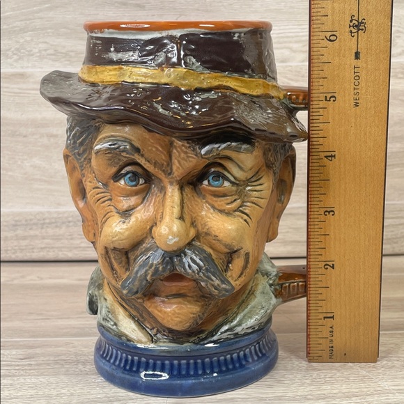 Vintage Italian RIP Vietata Hand Painted Mustache Man Beer Stein Mug - Picture 9 of 10